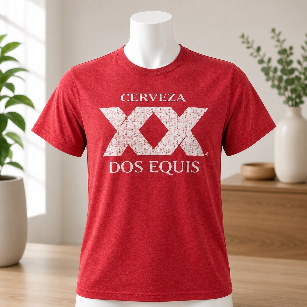Dos Equis Cerveza Graphic T-Shirt Mens Medium Red Boring Story Interesante Tee